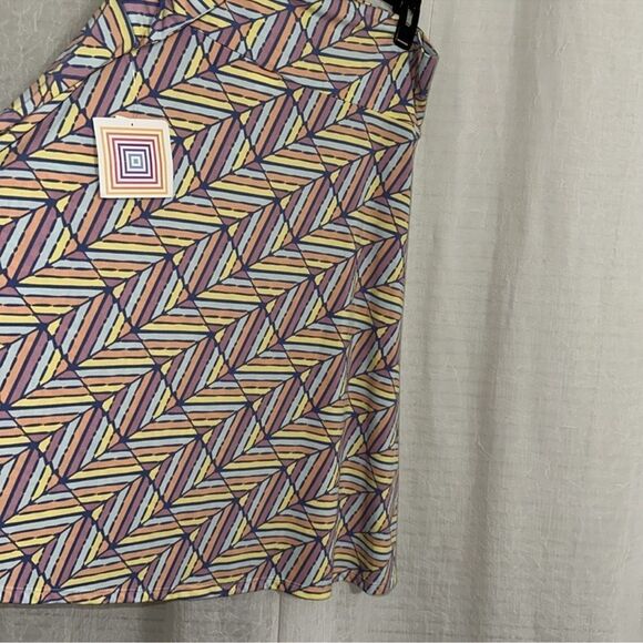 LuLaRoe 3X Azure Pastel Yellow Mauve Pink Blue Orange Geo Print A-Line Skirt - Picture 6 of 11